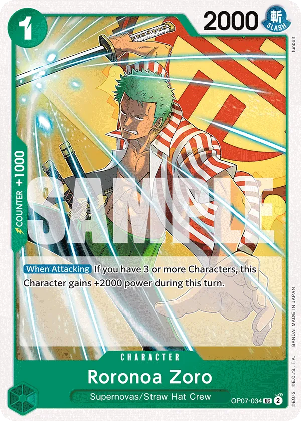 Roronoa Zoro Character Uncommon OP07-034