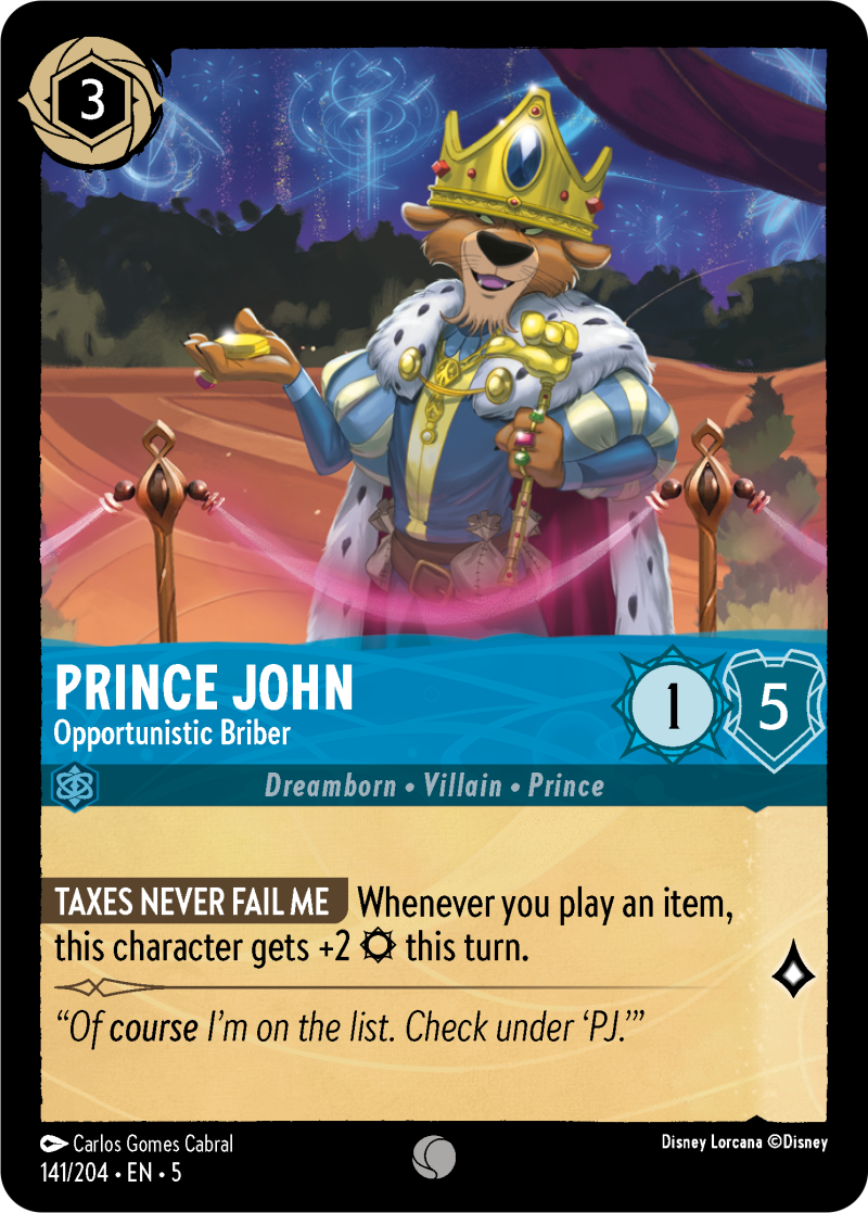 Prince John - Opportunistic Briber Sapphire Common Character 141 /204