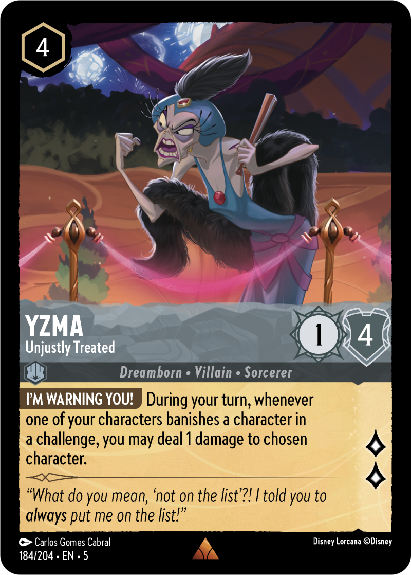 Yzma - Unjustly Treated Steel Rare Character 184 /204