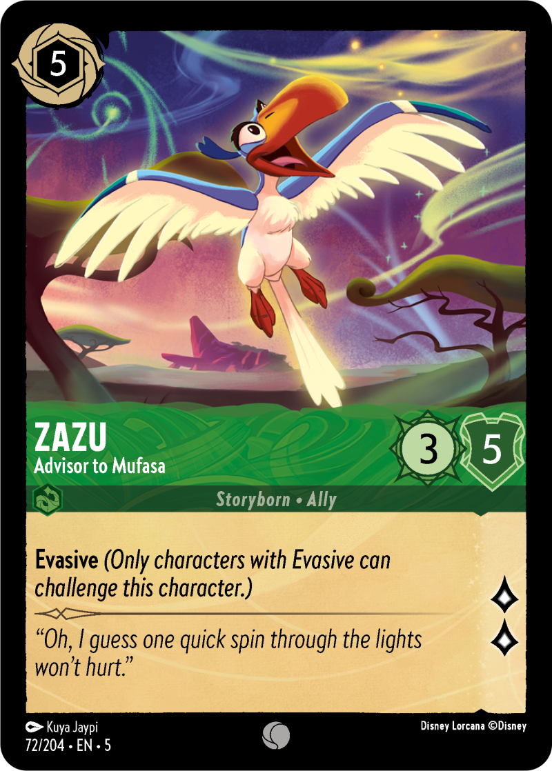 Zazu - Advisor to Mufasa Emerald Common Character 72 /204