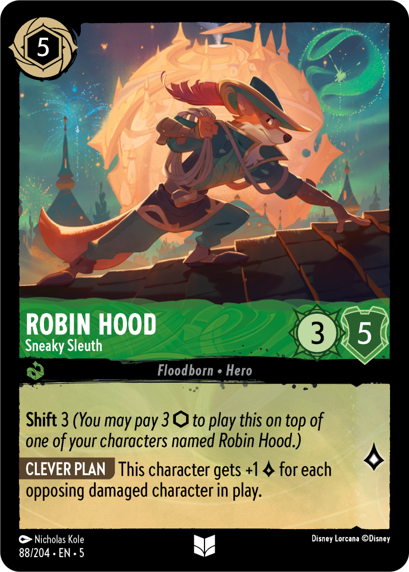 Robin Hood - Sneaky Sleuth Emerald Uncommon Character 88 /204